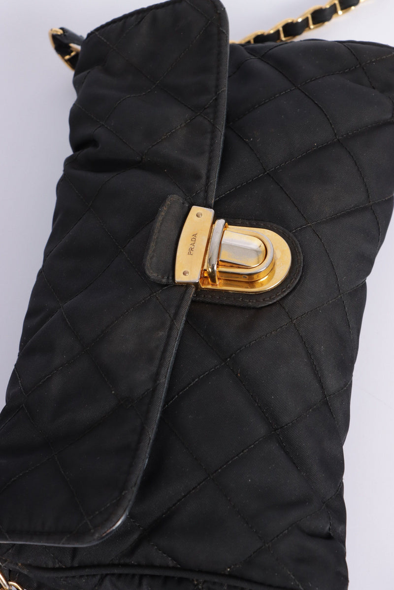 QUILTED TESSUTO PUSHLOCK CHAIN FLAP BAG