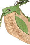 LEATHER-TRIMMED RAFFIA BAG