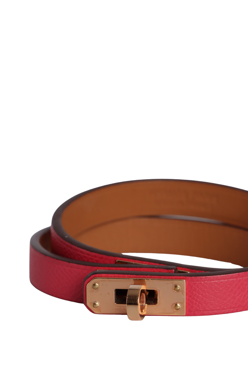 Pulseira HermÈs Epsom Kelly Double Tour Bracelet Rosa Original – Gringa