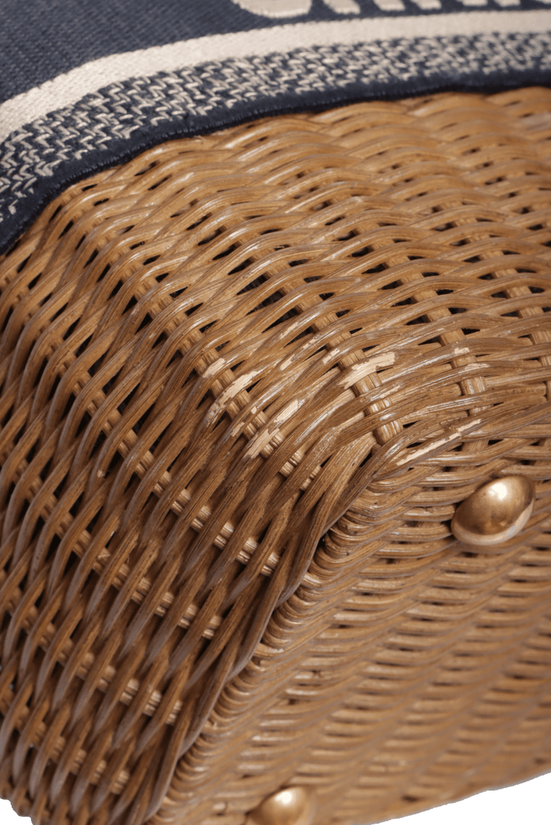 WICKER OBLIQUE BASKET BAG