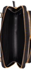 RE-NYLON AND BRUSHED LEATHER WALLET ON STRAP