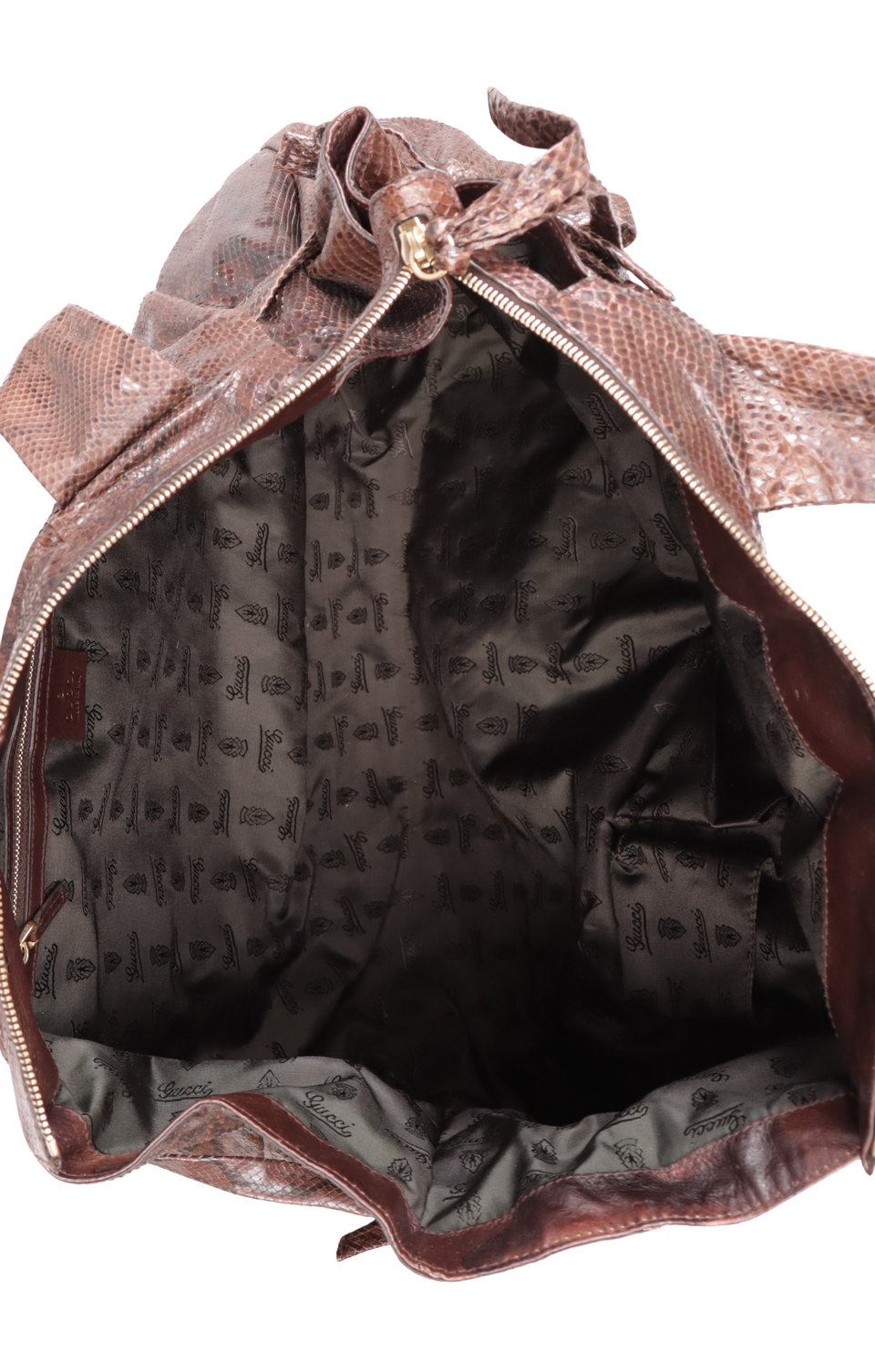 BOLSA GUCCI VINTAGE PYTHON HYSTERIA SATCHEL BAG MARROM ORIGINAL