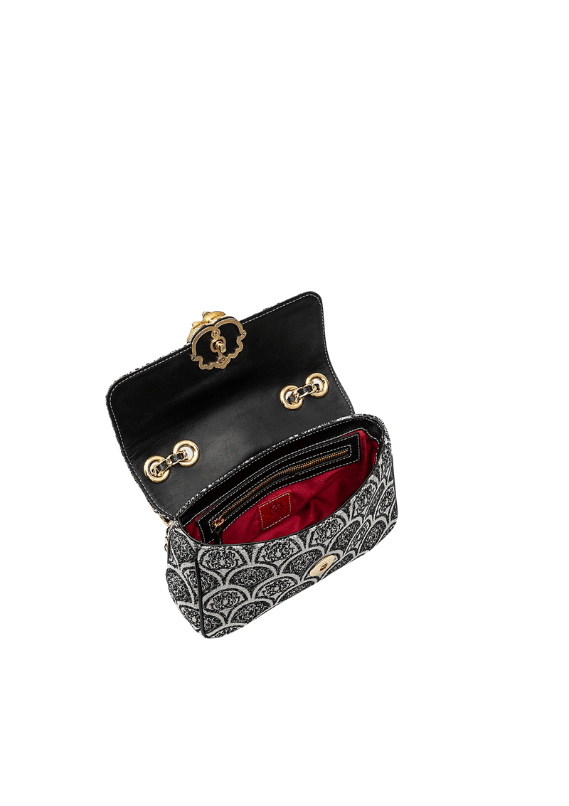 BOLSA BAGUETE SIRENA JACQUARD PRETO