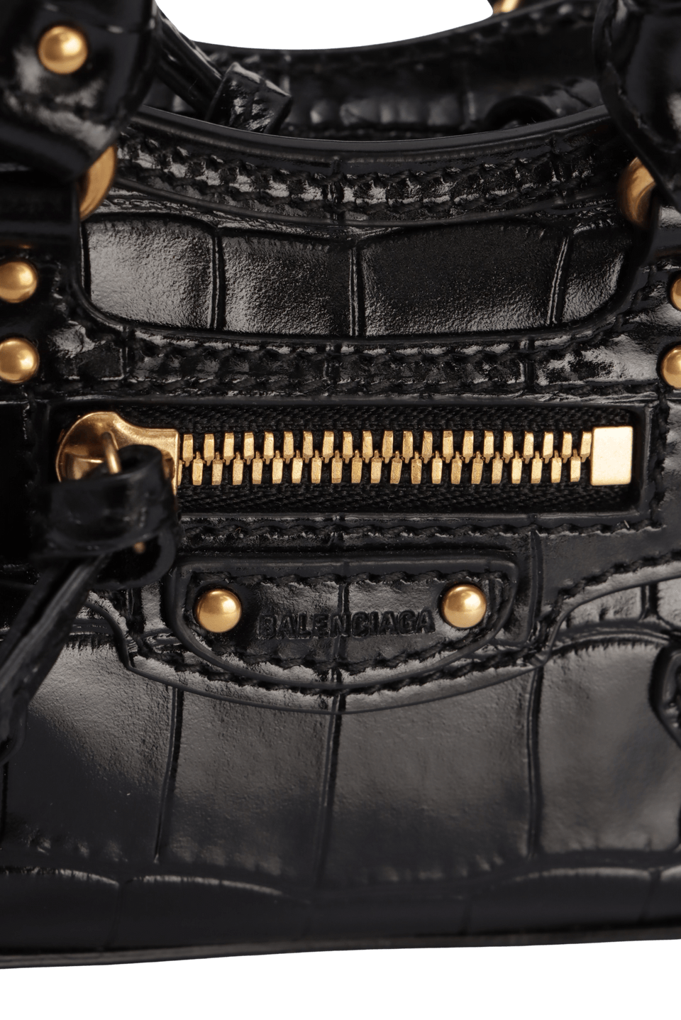 BOLSA BALENCIAGA MINI NEO CLASSIC CROCO EMBOSSED BAG PRETO