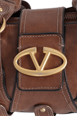 VINTAGE VLOGO LEATHER TOTE BAG