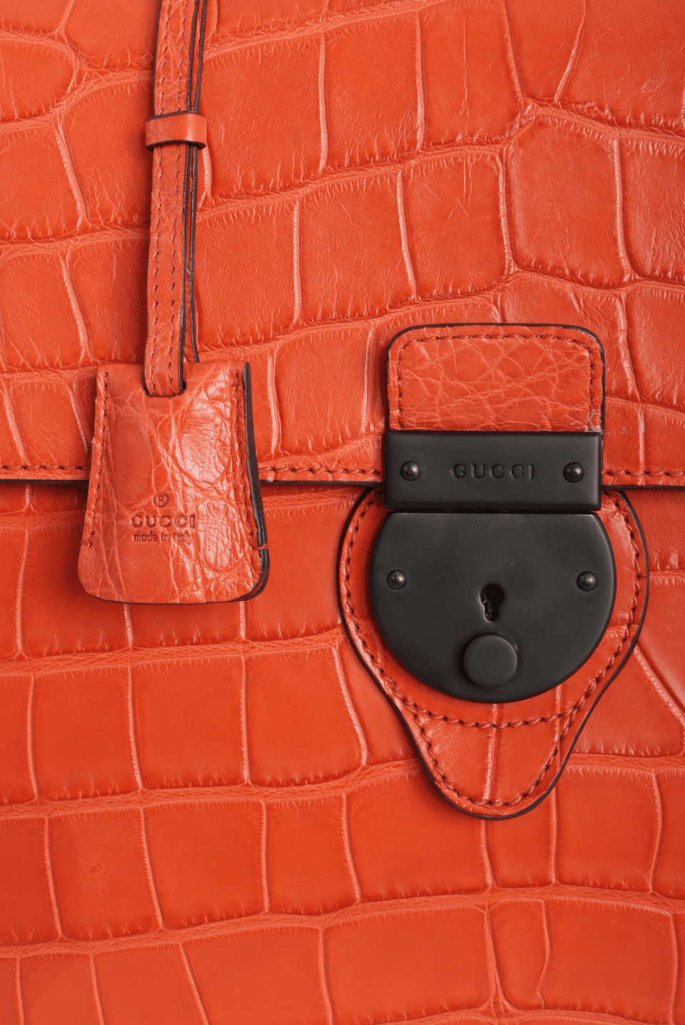 BOLSA GUCCI ALLIGATOR BUCKLE FLAP BRIEFCASE LARANJA ORIGINAL – Gringa