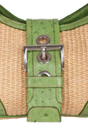 LEATHER-TRIMMED RAFFIA BAG