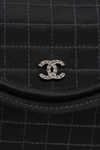 CC CHOCOLATE BAR SATIN QUILTED WRISTLET BOW CLUTCH