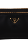 RE-NYLON AND BRUSHED LEATHER WALLET ON STRAP