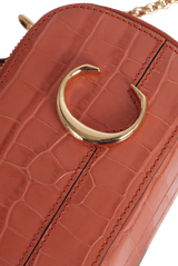 CROCODILE EMBOSSED MINI C VANITY BAG