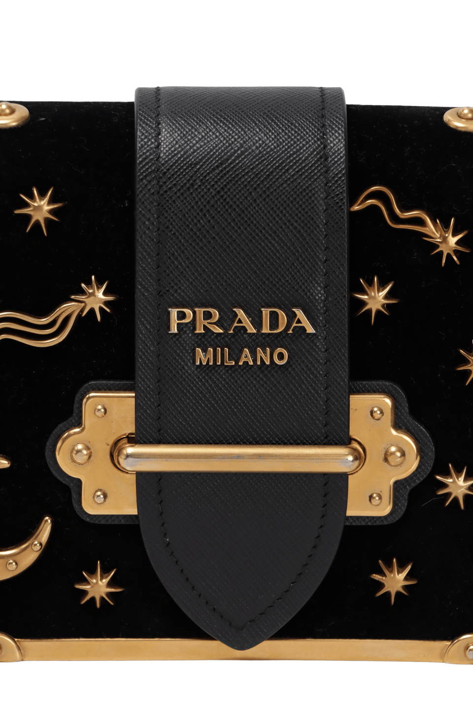 BOLSA PRADA VELVET ASTROLOGY CAHIER BAG PRETO ORIGINAL – Gringa