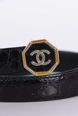 VINTAGE CC LOGO CROCO BELT 70