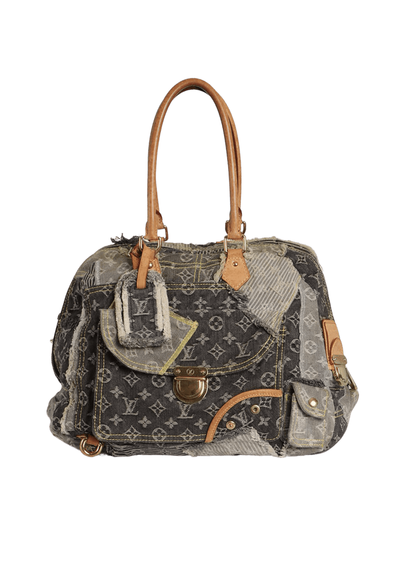 MONOGRAM DENIM PATCHWORK BOWLY BAG