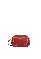 STUDDED SAFFIANO CAMERA BAG