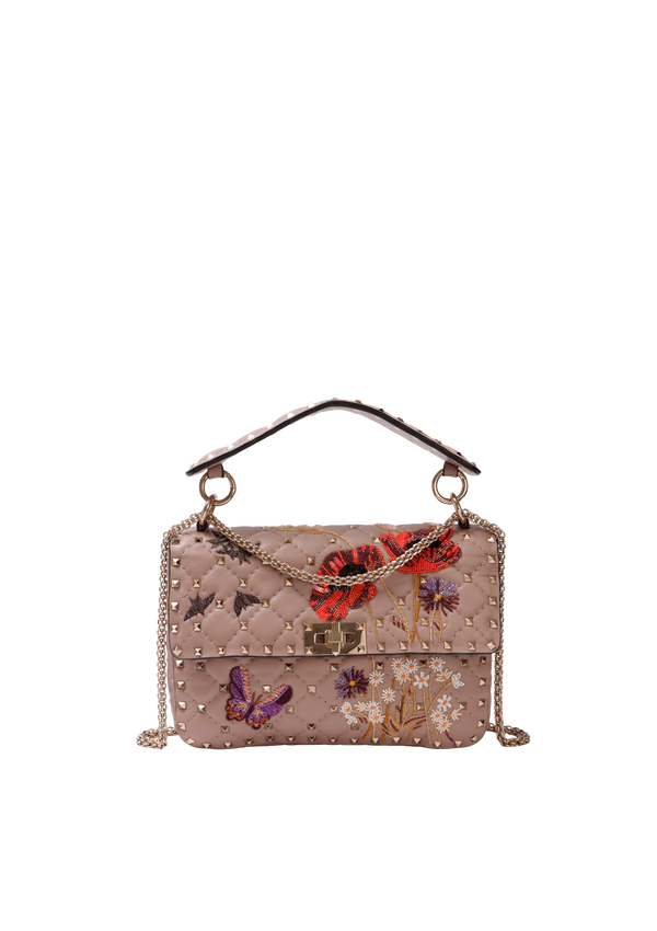MEDIUM ROCKSTUD EMBELLISHED SPIKE FLAP BAG
