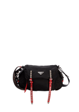 STUDDED TESSUTO MESSENGER BAG