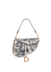 LEATHER EMBROIDERED TOILE DE JOUY SADDLE BAG