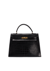 VINTAGE SHINY POROSUS CROCODILE  KELLY SELLIER 32