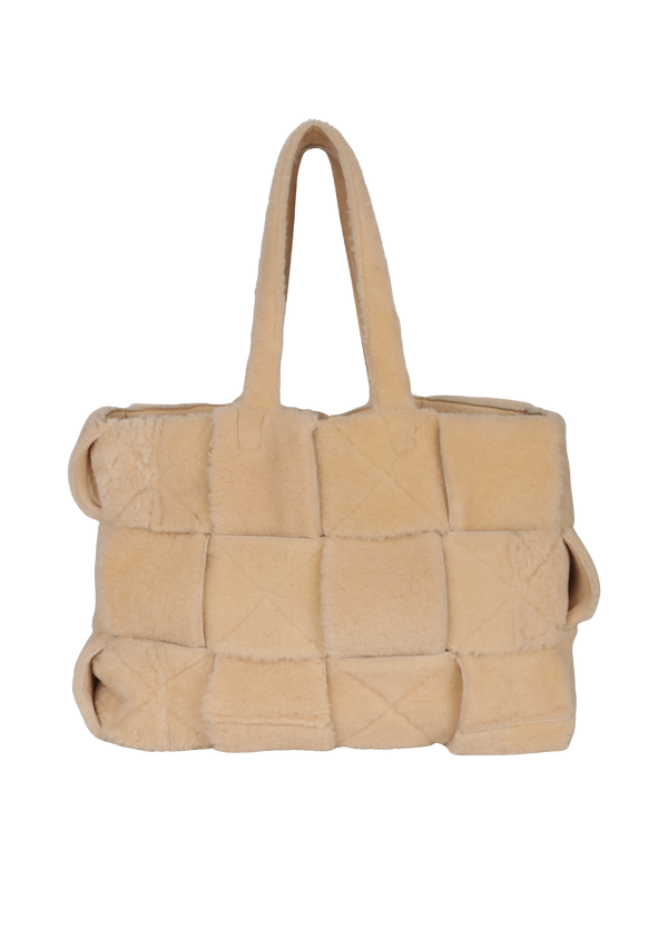 LARGE INTRECCIATO SHEARLING ARCO TOTE