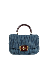 DENIM MATELASSE TOP HANDLE BAG