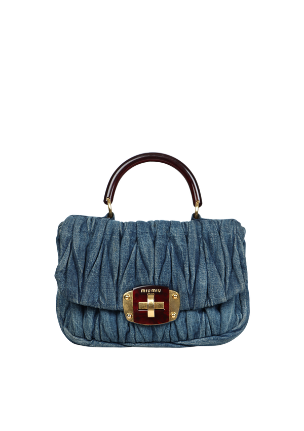 DENIM MATELASSE TOP HANDLE BAG