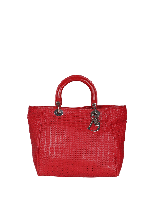 LADY DIOR WOVEN SOFT TOTE