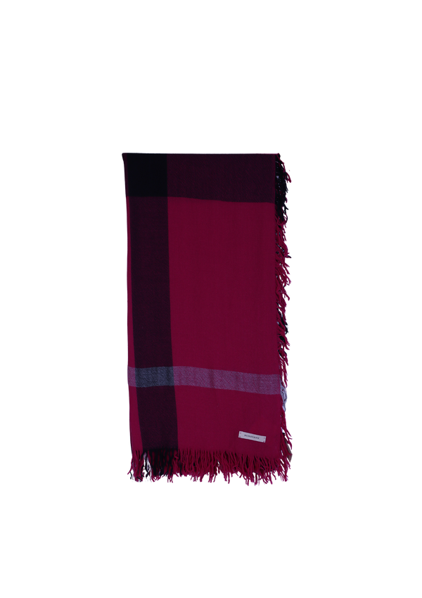 CASHMERE HOUSE CHECK FRINGE SCARF