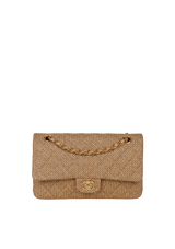 MEDIUM CLASSIC DOUBLE FLAP METALLIC RAFFIA