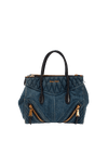 MATELASSE DENIM GROMMET BIKER