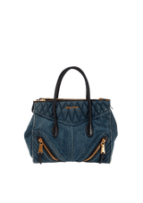 MATELASSE DENIM GROMMET BIKER