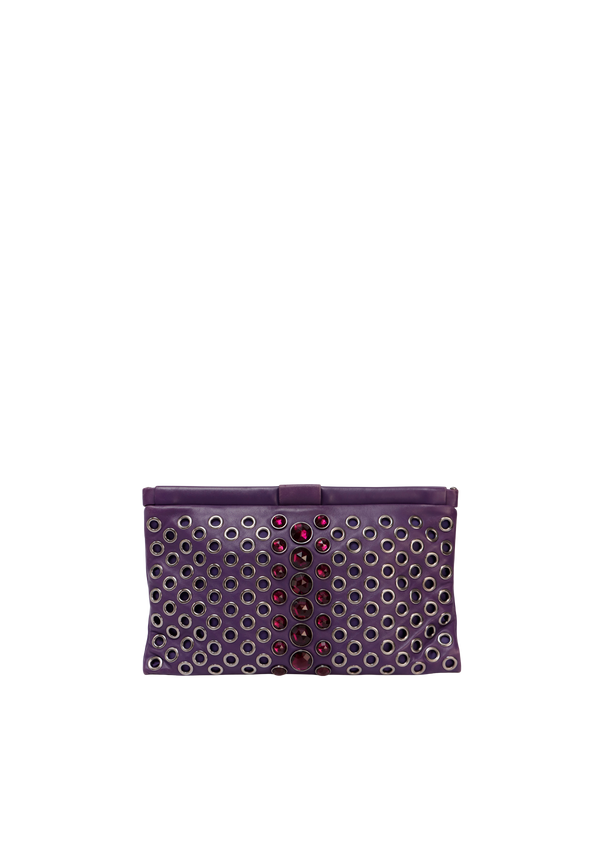 LEATHER GROMMET CLUTCH