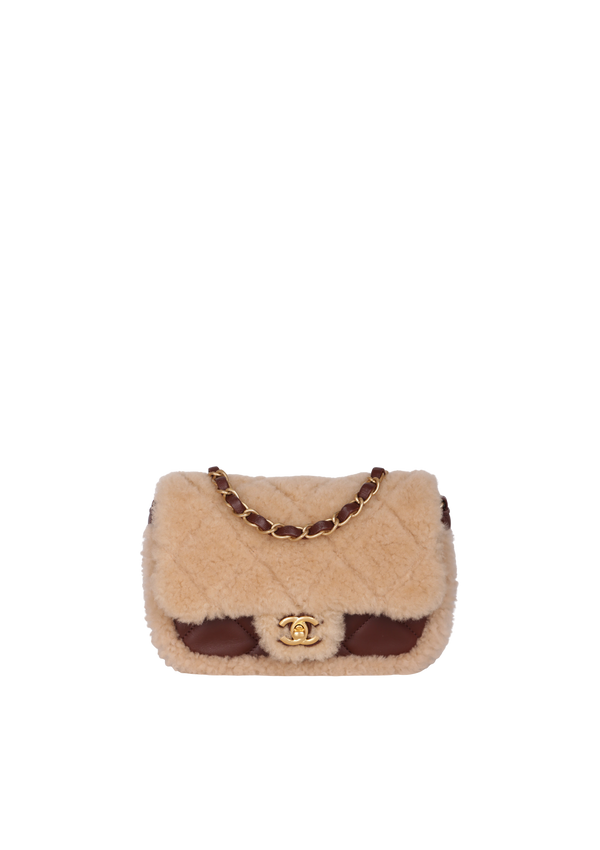 SHEARLING LAMBSKIN QUILTED MINI FURRY COCO FLAP