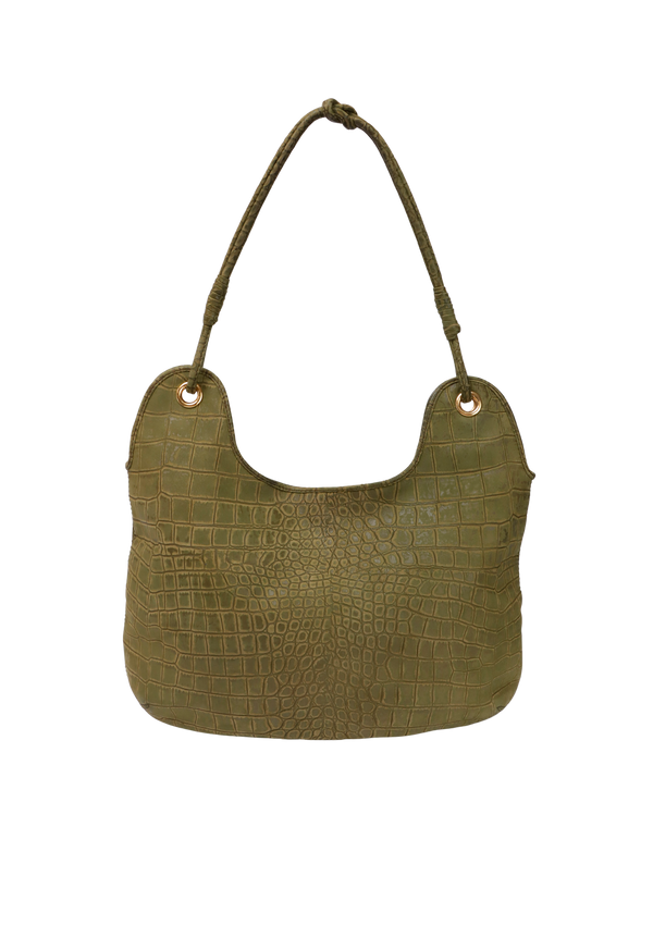 CROCODILE EMBOSSED SHOULDER BAG