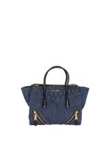 MATELASSE DENIM GROMMET BIKER