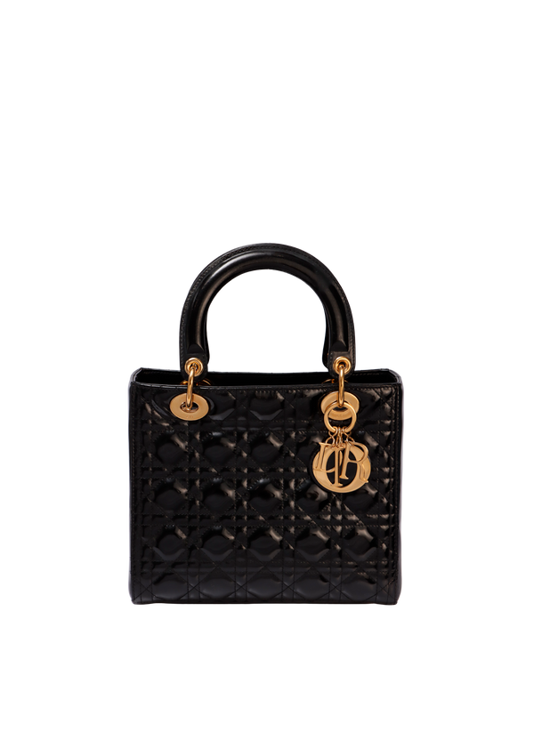 MEDIUM PATENT CANNAGE LADY DIOR