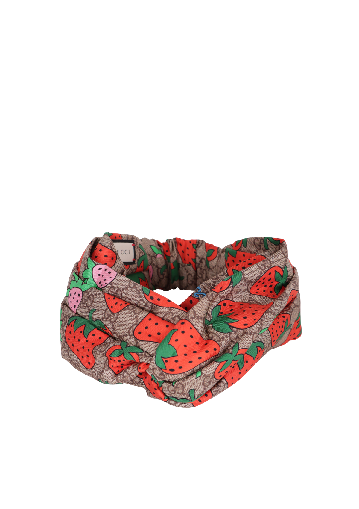 GUCCI GG柄 ヘアバンド シルク　花　小鳥 TIARA GUCCI GG STRAWBERRY SILK HEADBAND BEGE M ORIGINAL – Gringa