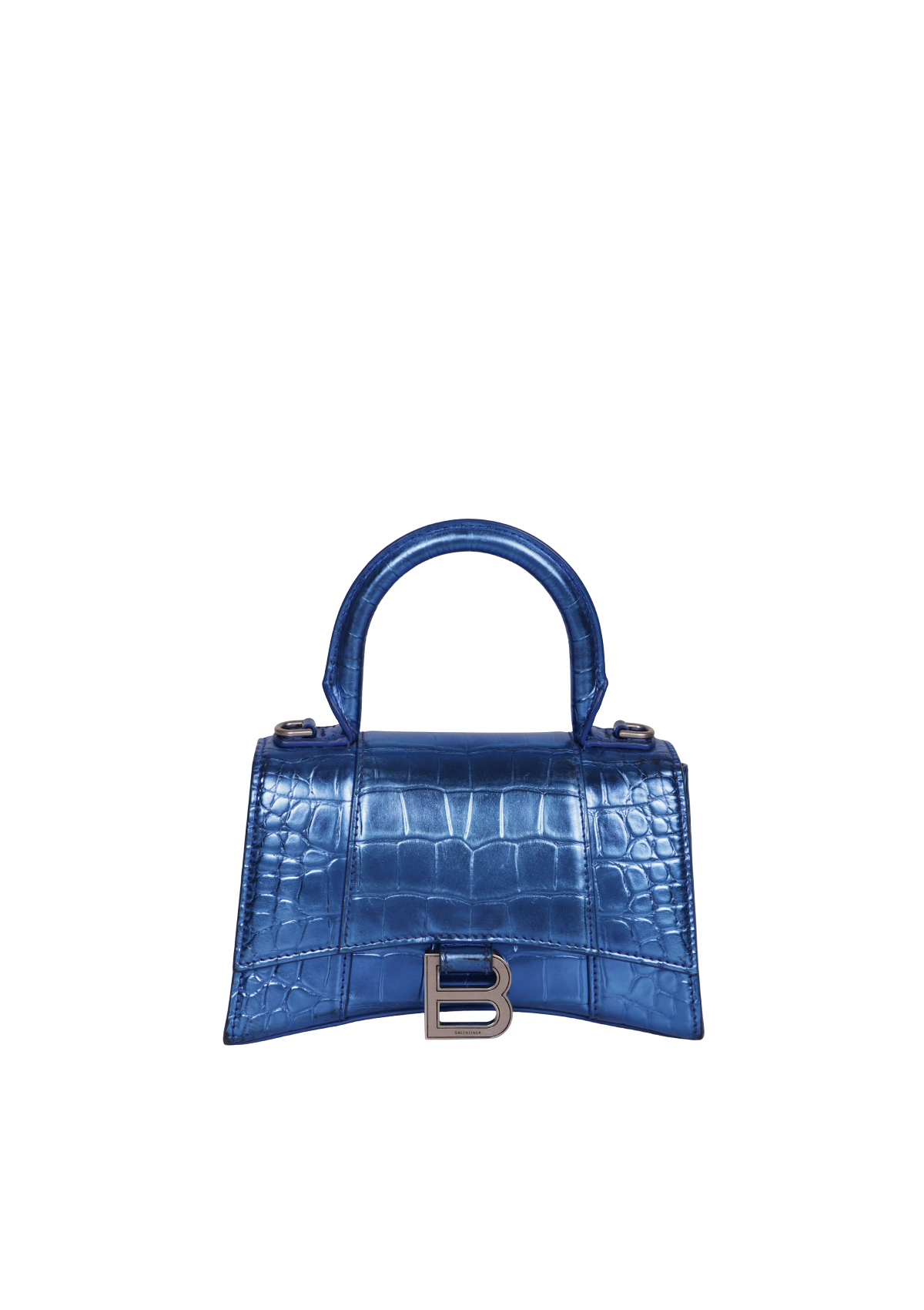 BALENCIAGA Hourglass XS ハンドバッグ ブルー BOLSA BALENCIAGA HOURGLASS XS CROCODILE EMBOSSED AZUL ORIGINAL