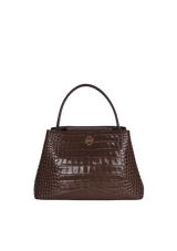 CROCODILE EMBOSSED TOP HANDLE BAG
