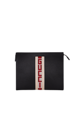LOGO STRIPE POUCH LEATHER