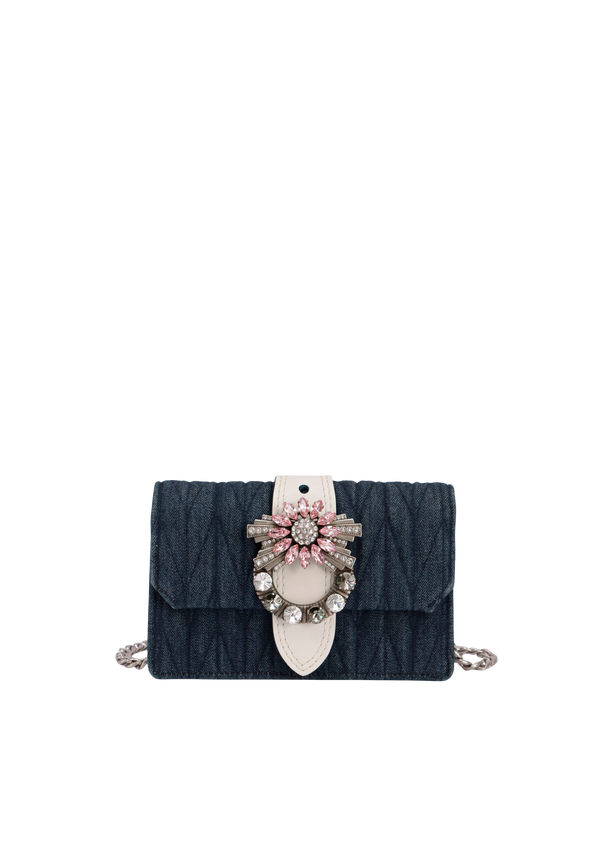 MATELASSÉ CRYSTAL LADY DENIM SHOULDER BAG