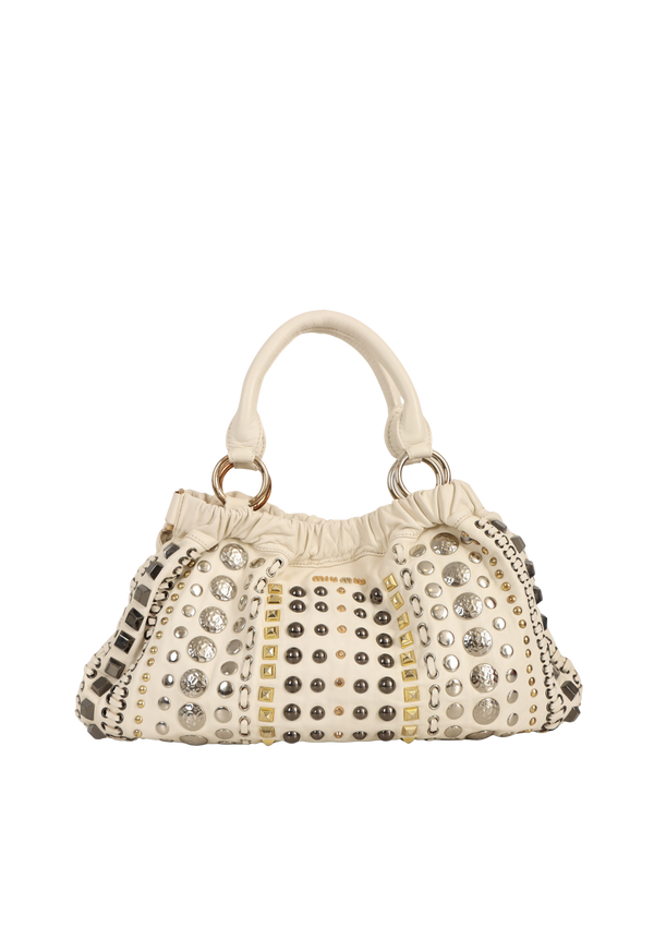 LEATHER CRYSTAL EMBELLISHED SHOULDER BAG