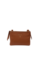 VITELLO DAINO DOUBLE ZIP CROSSBODY BAG