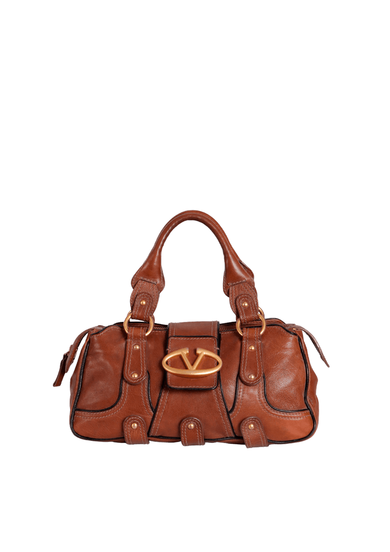 VINTAGE VLOGO LEATHER TOTE BAG