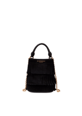 SUEDE FRINGE-TRIM BUCKET BAG