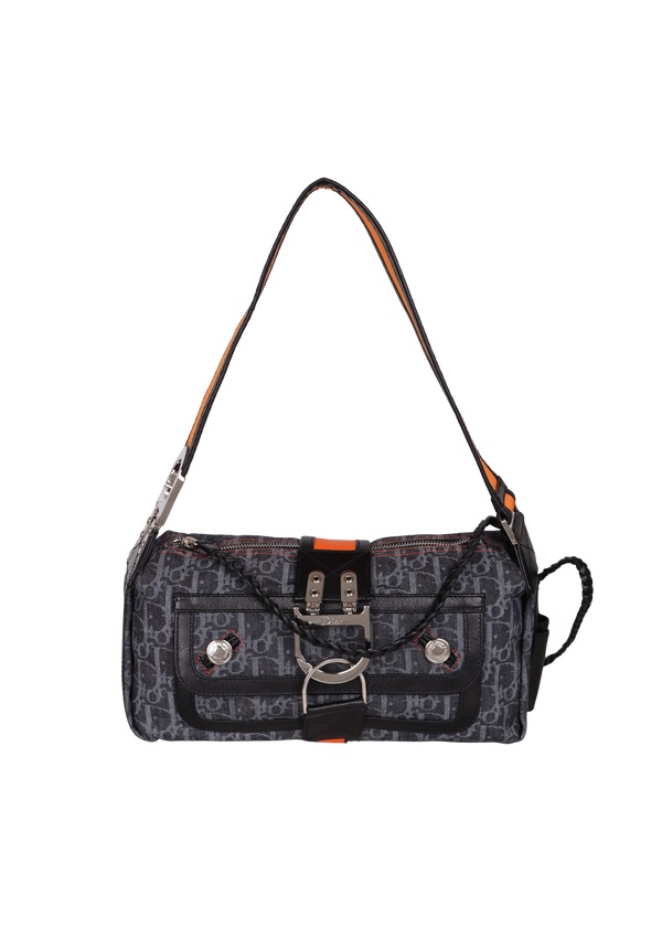 BLUE DENIM OBLIQUE SHOULDER BAG