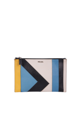 SAFFIANO COLORBLOCK ZIP CLUTCH