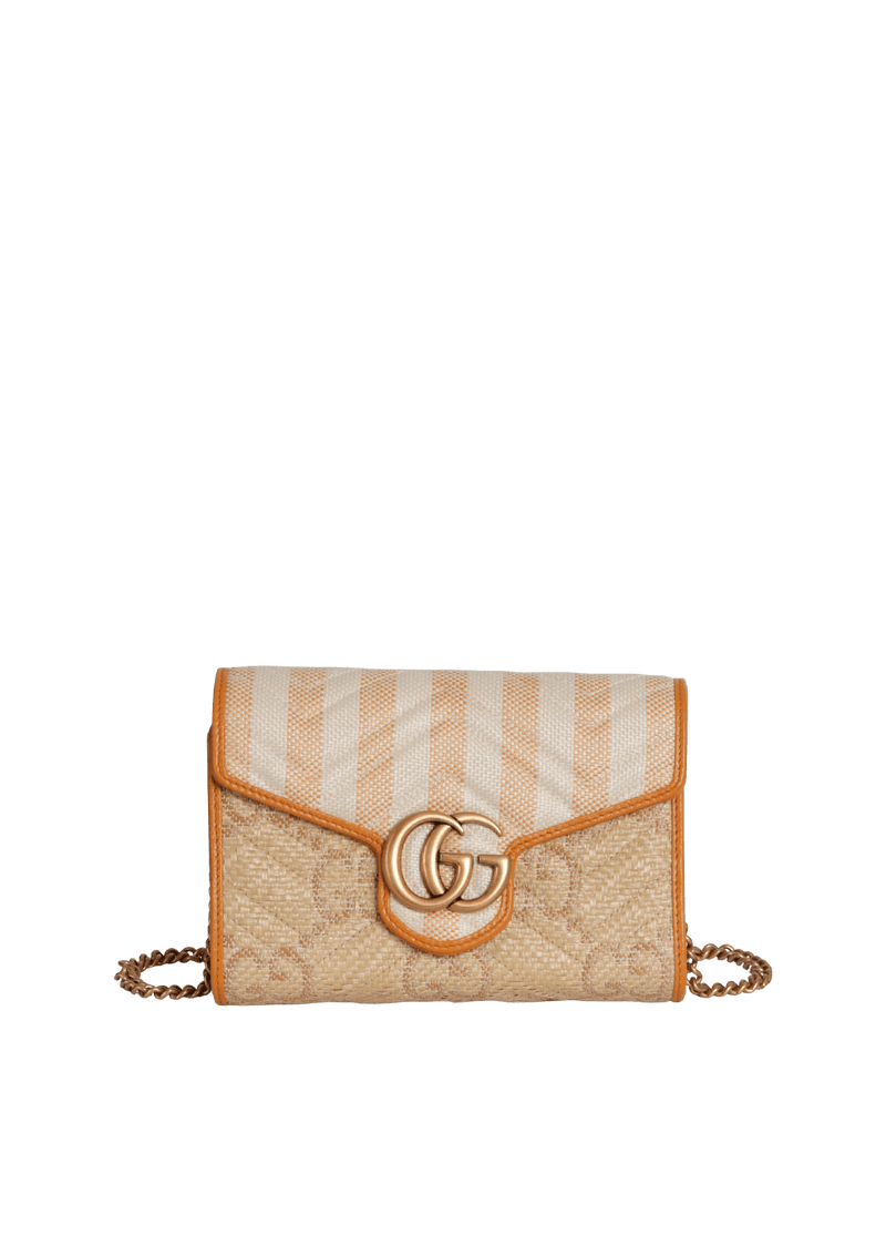 GG MARMONT RAFFIA WALLET ON CHAIN