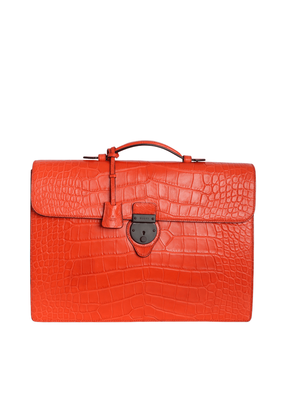BOLSA GUCCI ALLIGATOR BUCKLE FLAP BRIEFCASE LARANJA ORIGINAL – Gringa
