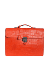 ALLIGATOR BUCKLE FLAP BRIEFCASE