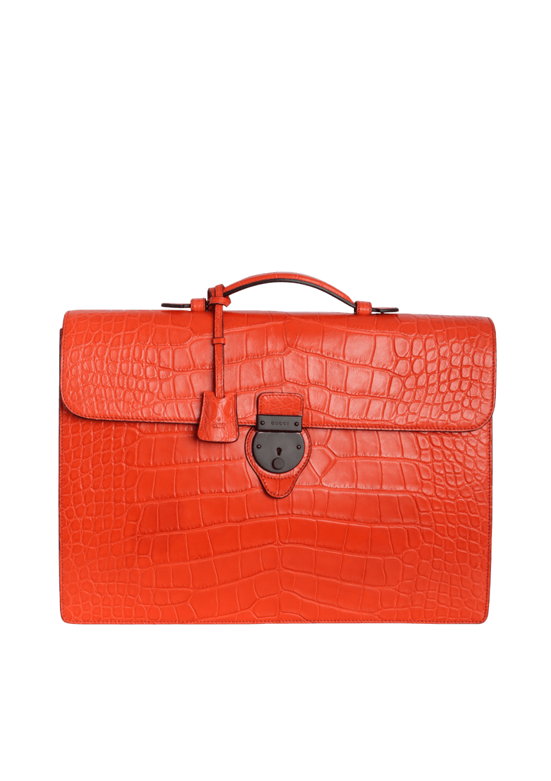 ALLIGATOR BUCKLE FLAP BRIEFCASE